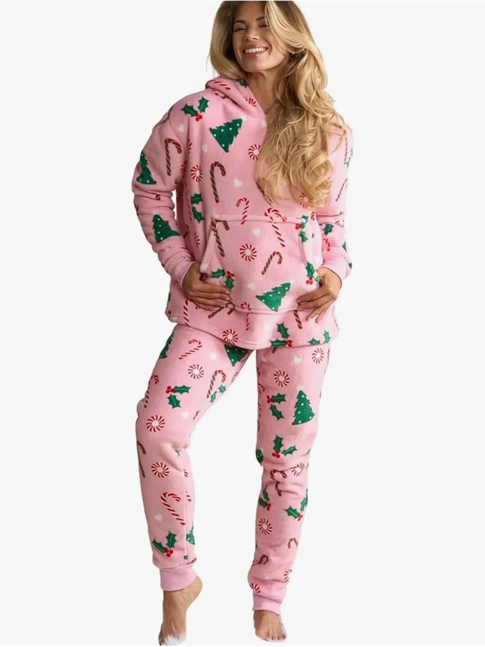 Women’s Candy Cane Fleece Hoodie PJ set